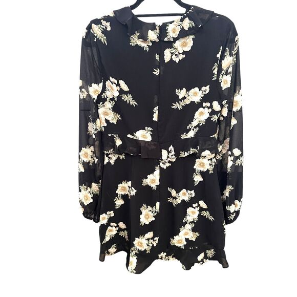 BARDOT Catalina Floral Ruffle Mini Dress Black‎ Sz 8/Medium - Picture 4 of 6